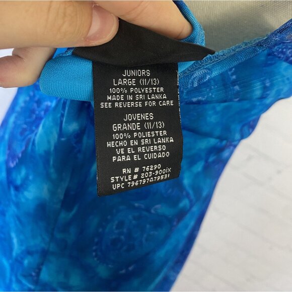 ⭐ 3/$15 Vintage Y2K No Boundaries Blue Paisley Mesh Puff Sleeve Midi Dress - Picture 8 of 8